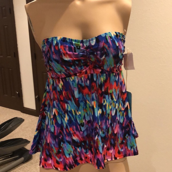 Caribbean Joe Swimsuit Top Multicolored SZ 8 NWT - Picture 1 of 9